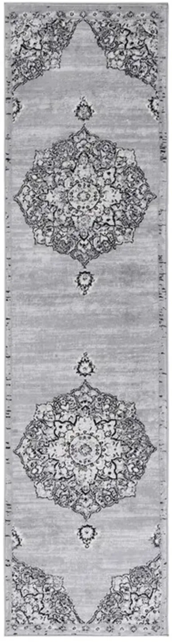 Brentwood 802 Silver / Black 2' X 8' Runner Powerloomed Rug