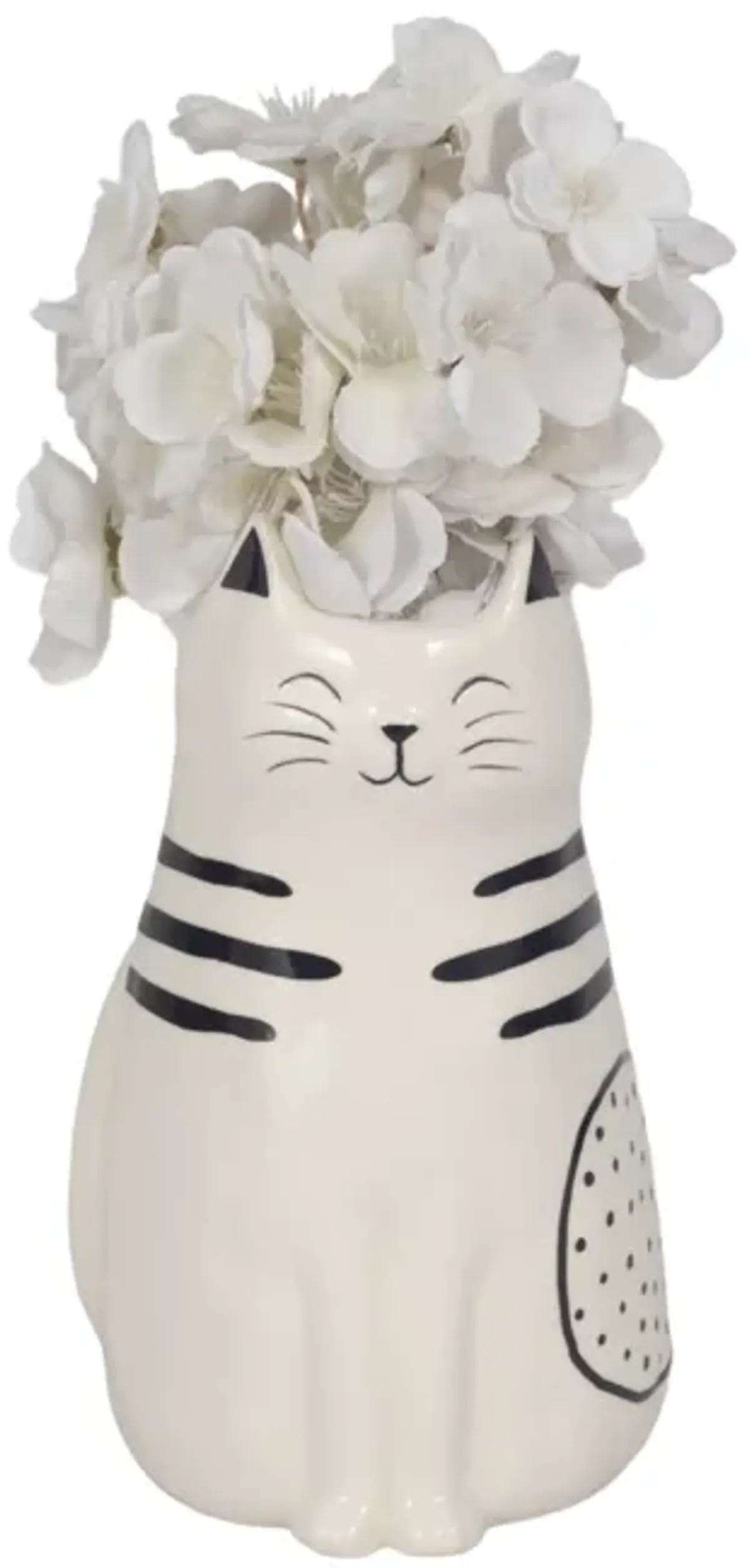 9" Sitting Pretty Kitty With Vase Opening, White/b