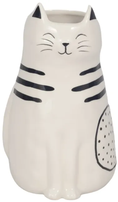 9" Sitting Pretty Kitty With Vase Opening, White/b