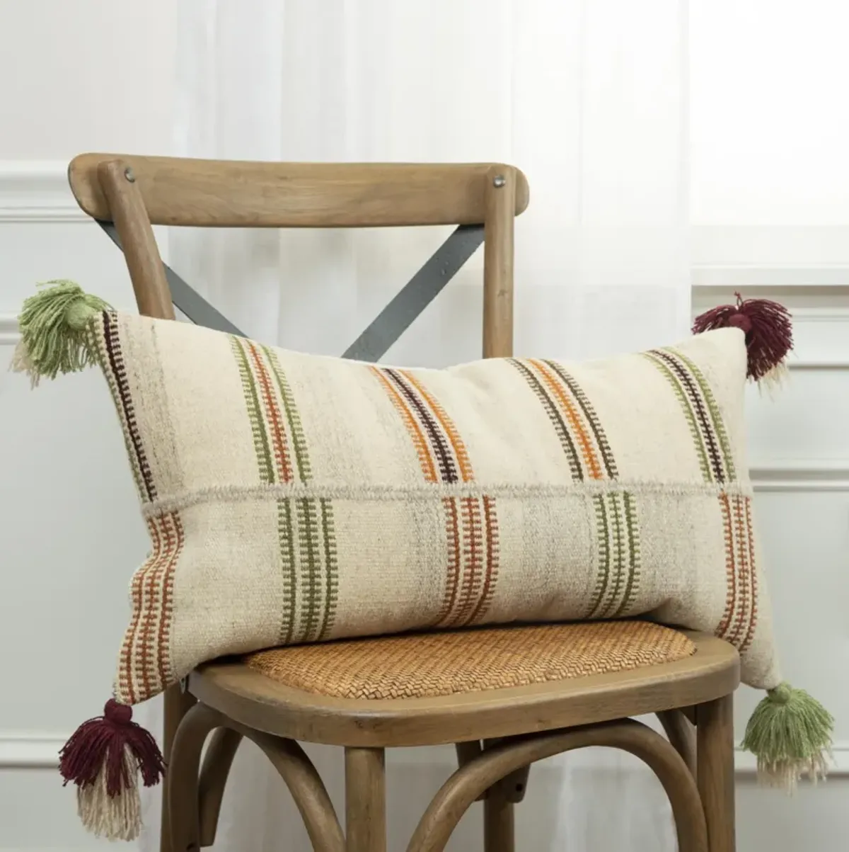 Off-Set Stripe Natural  Pillow