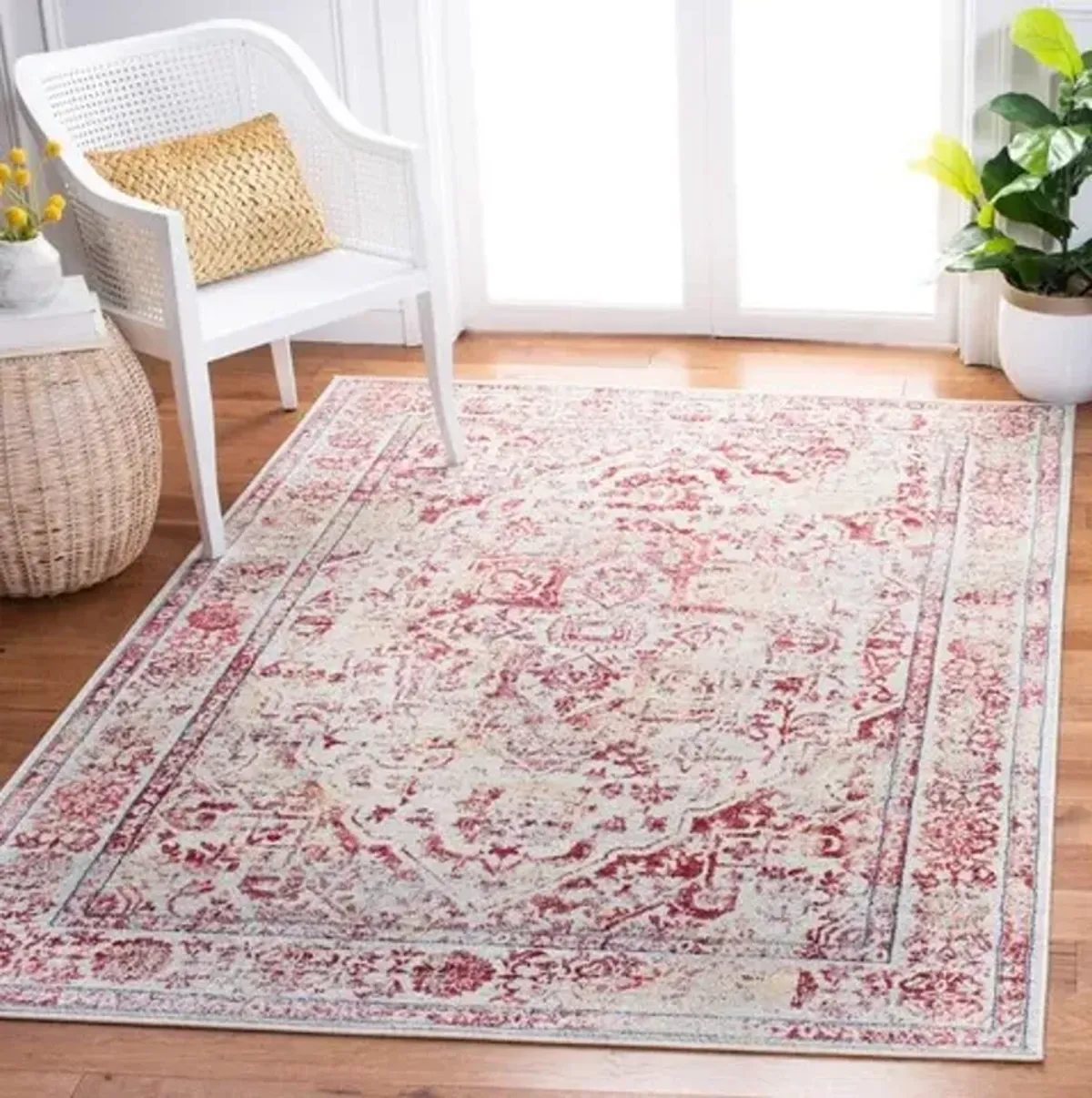 Brentwood 832 Ivory / Red 9' X 12' Large Rectangle Powerloomed Rug