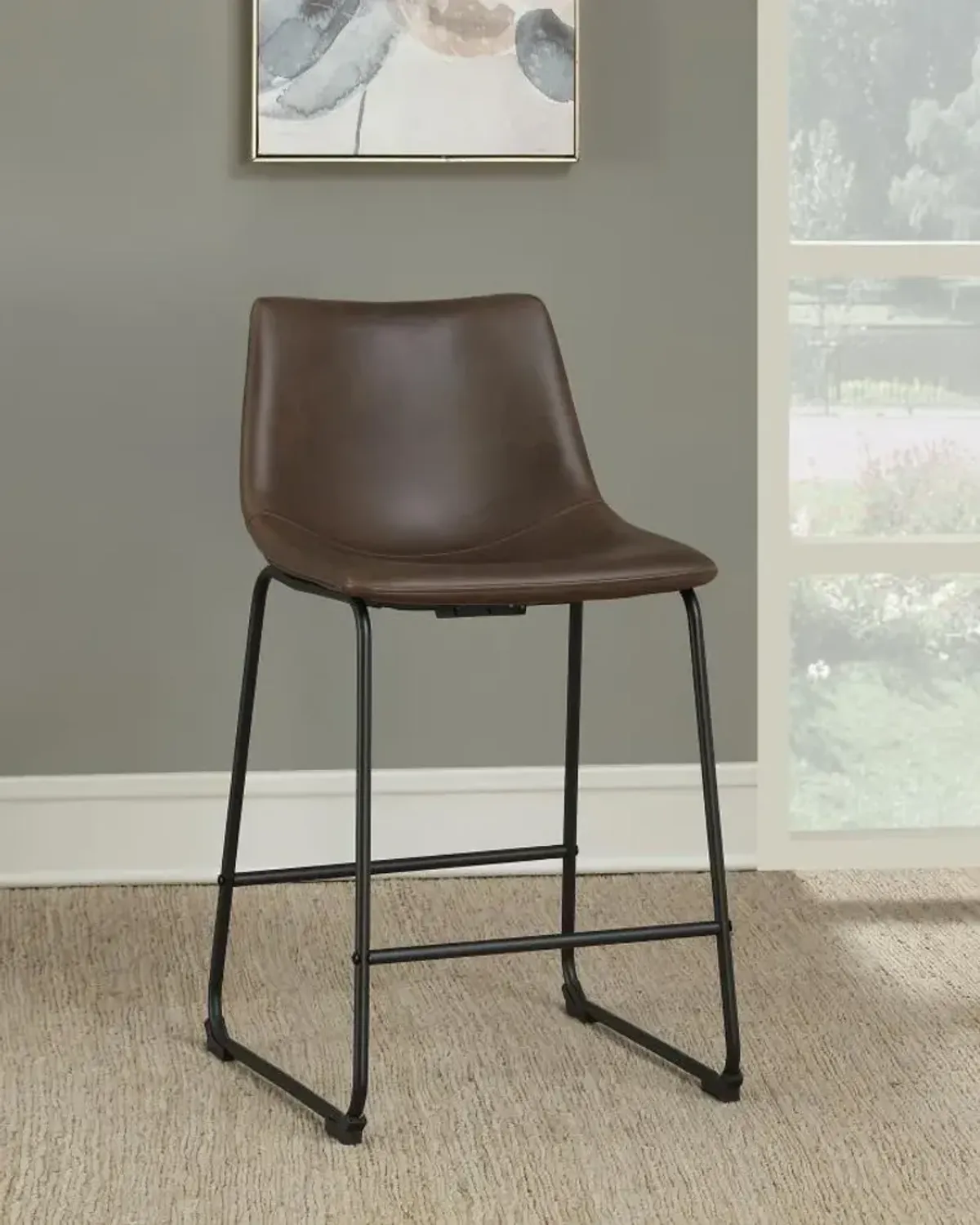 Aaliyah Armless Counter Height Stools Two-Tone Brown And Black (Set of 2)