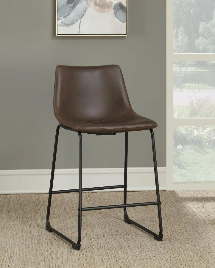 Aaliyah Armless Counter Height Stools Two-Tone Brown And Black (Set of 2)