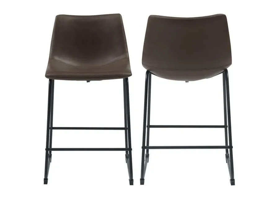 Aaliyah Armless Counter Height Stools Two-Tone Brown And Black (Set of 2)