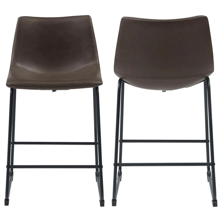 Aaliyah Armless Counter Height Stools Two-Tone Brown And Black (Set of 2)