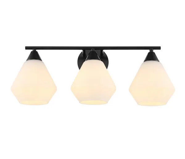 AMANI, 3 LIGHT, 24 INCH, BLACK/WHITE, IRON WALL SCONCE