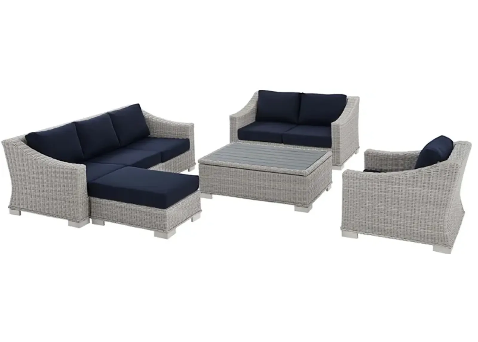 Conway Sunbrella® Outdoor Patio Wicker Rattan 5-Piece Furniture Set