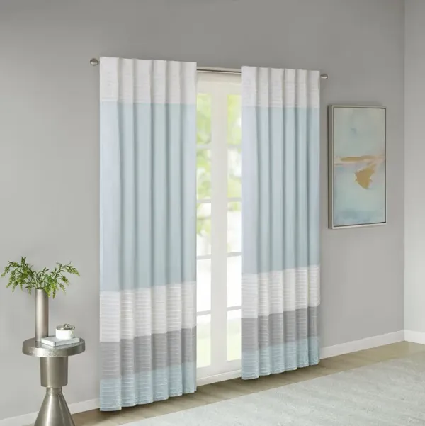 Madison Park Amherst Aqua Polyoni Pintuck Curtain Panel
