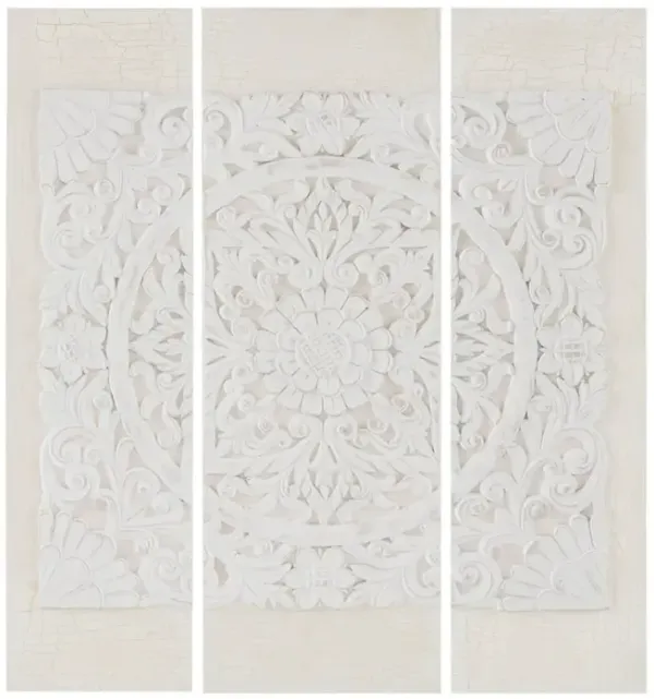 Madison Park White Mandala Offwhite Triptych 3-piece Dimensional Resin Canvas Wall Art Set