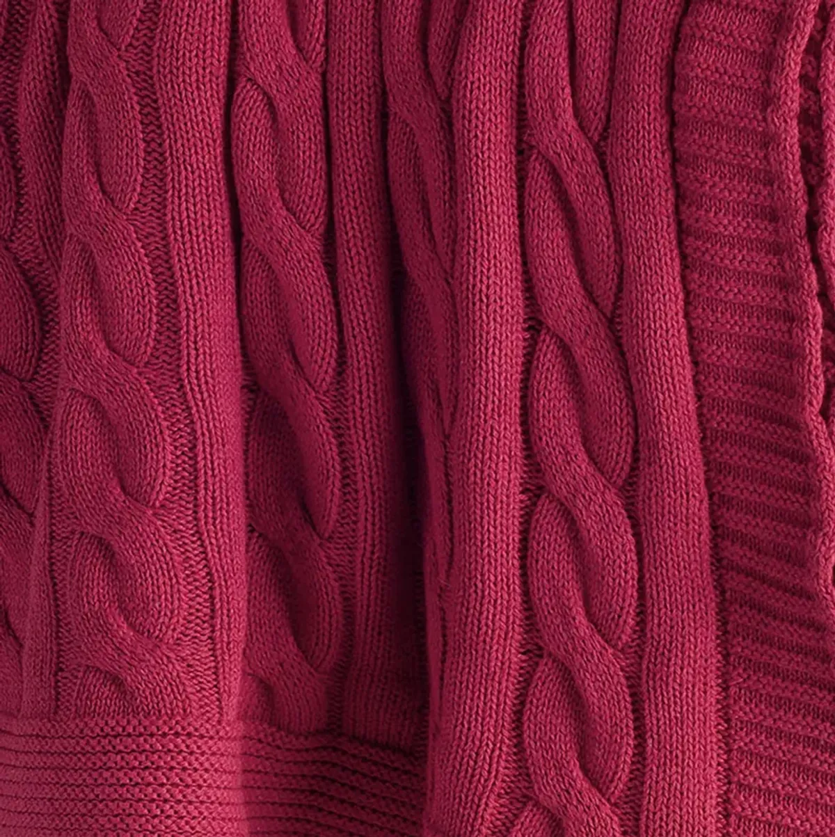 Cable Knit Red Throw