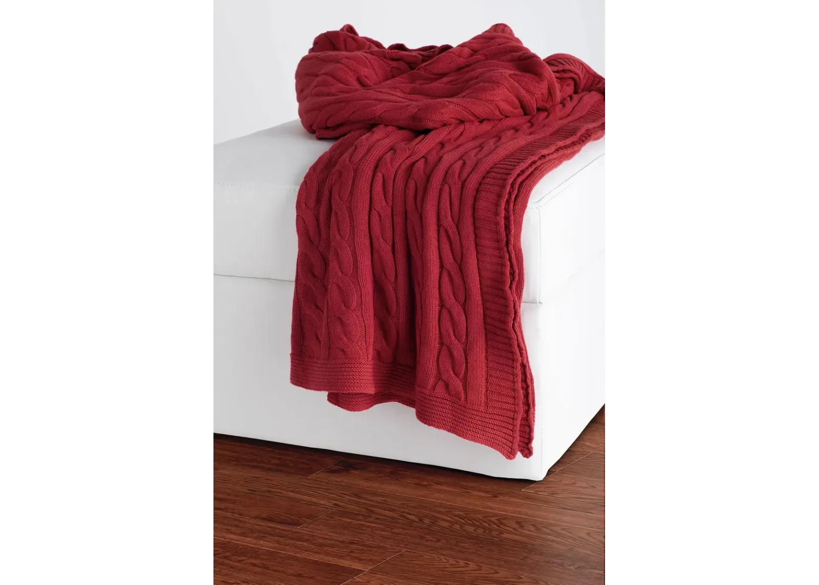 Cable Knit Red Throw