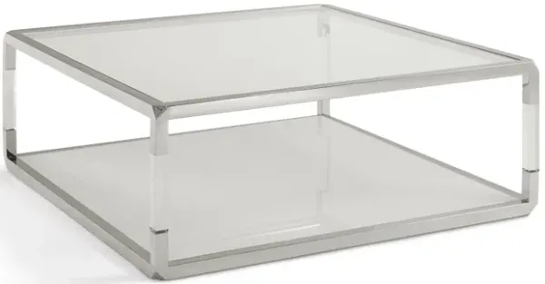 Jasper Square Coffee Table In Acrylic/white Glass/pss