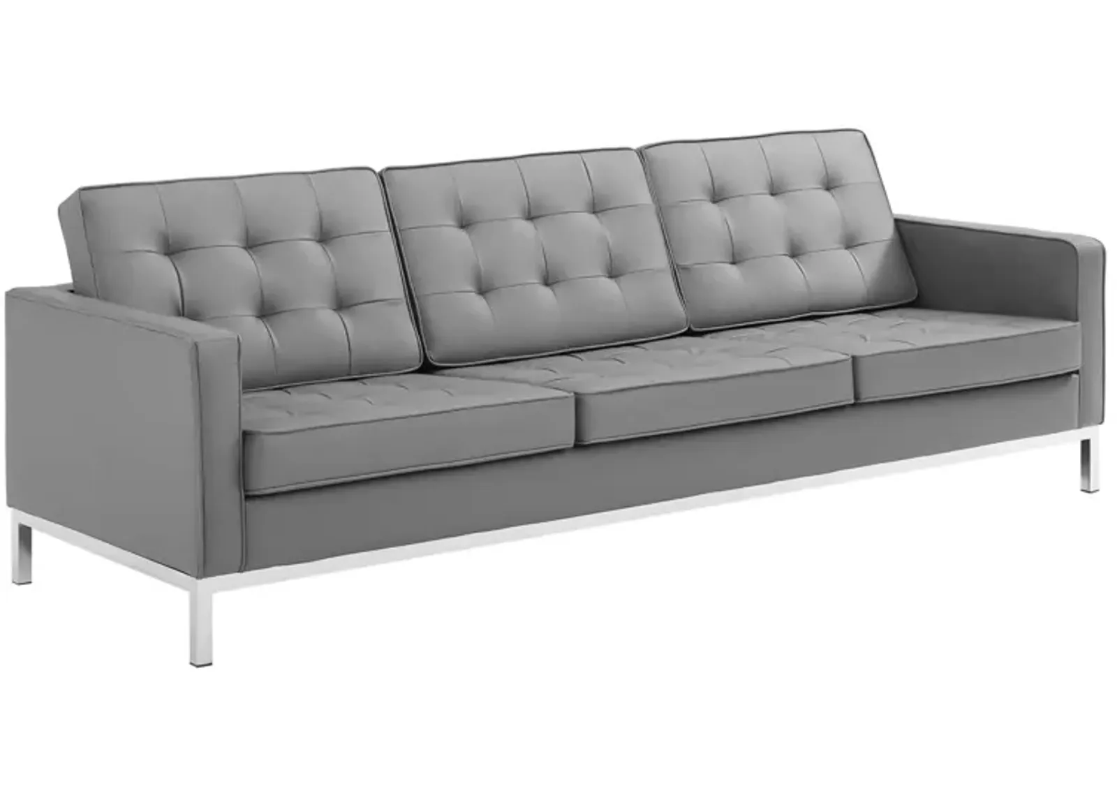 Loft Tufted Upholstered Faux Leather Sofa