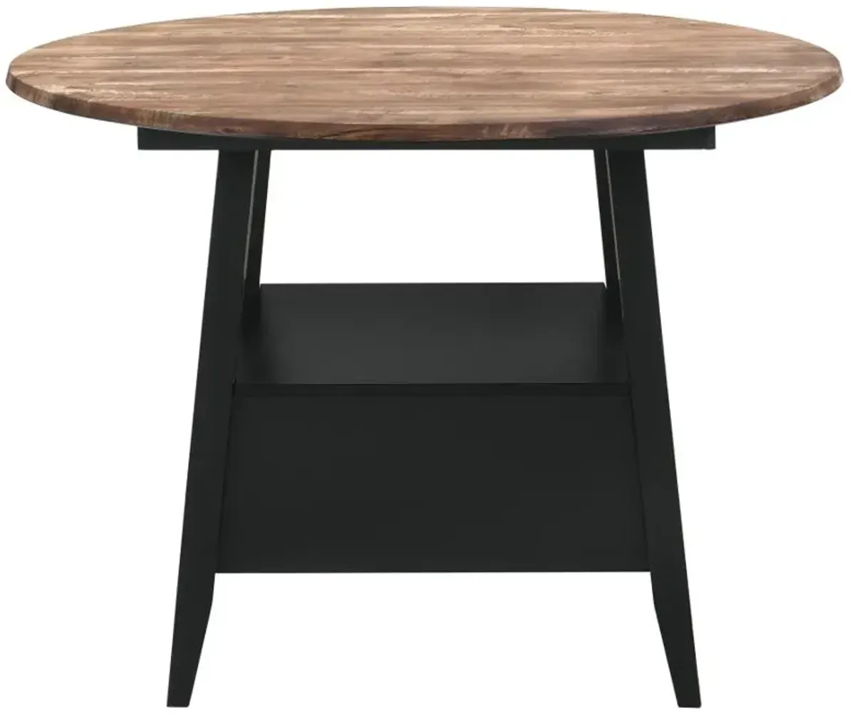 Gibson 1-drawer Round Counter Height Table Yukon Oak and Black