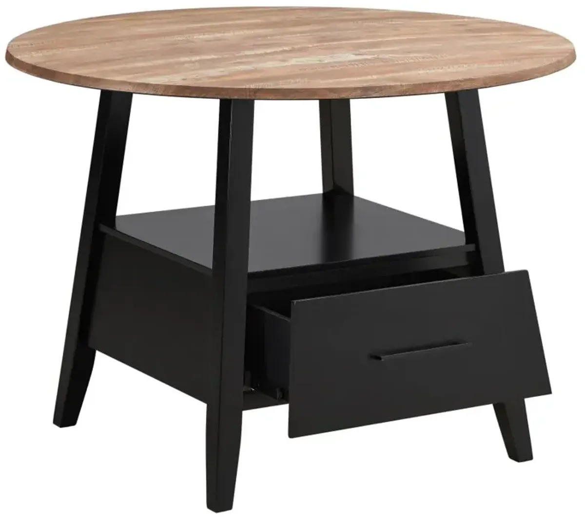 Gibson 1-drawer Round Counter Height Table Yukon Oak and Black