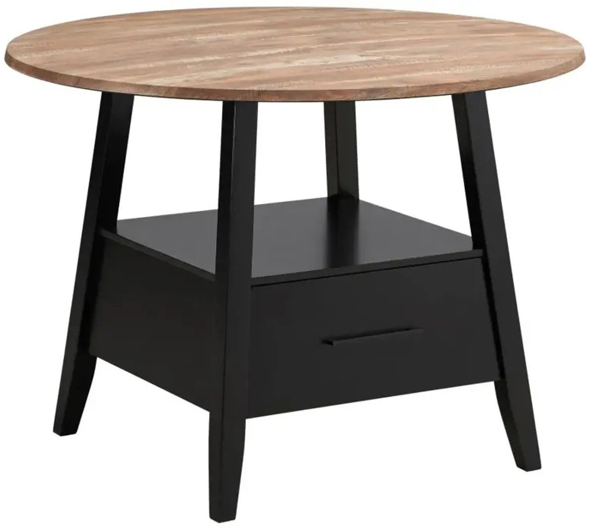 Gibson 1-drawer Round Counter Height Table Yukon Oak and Black