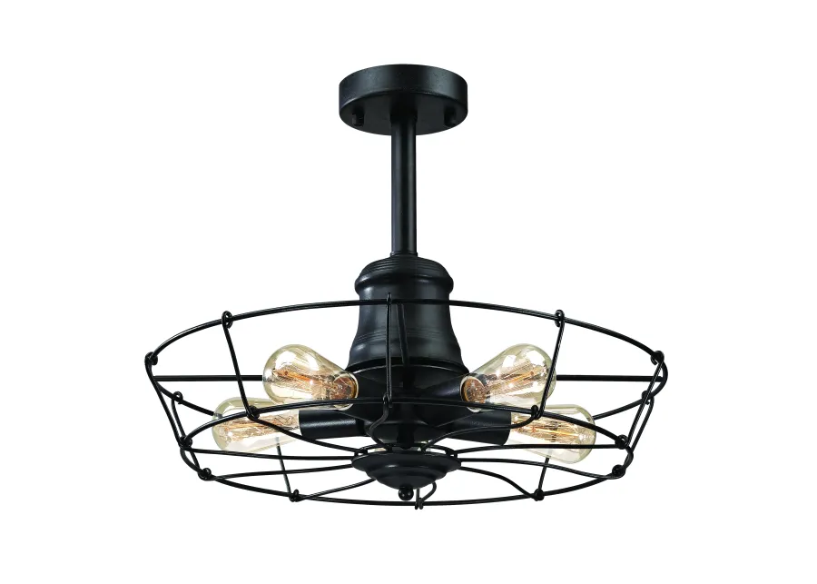 Glendora 20" Wide 5-Light Semi Flush Mount - Wrought Iron Black