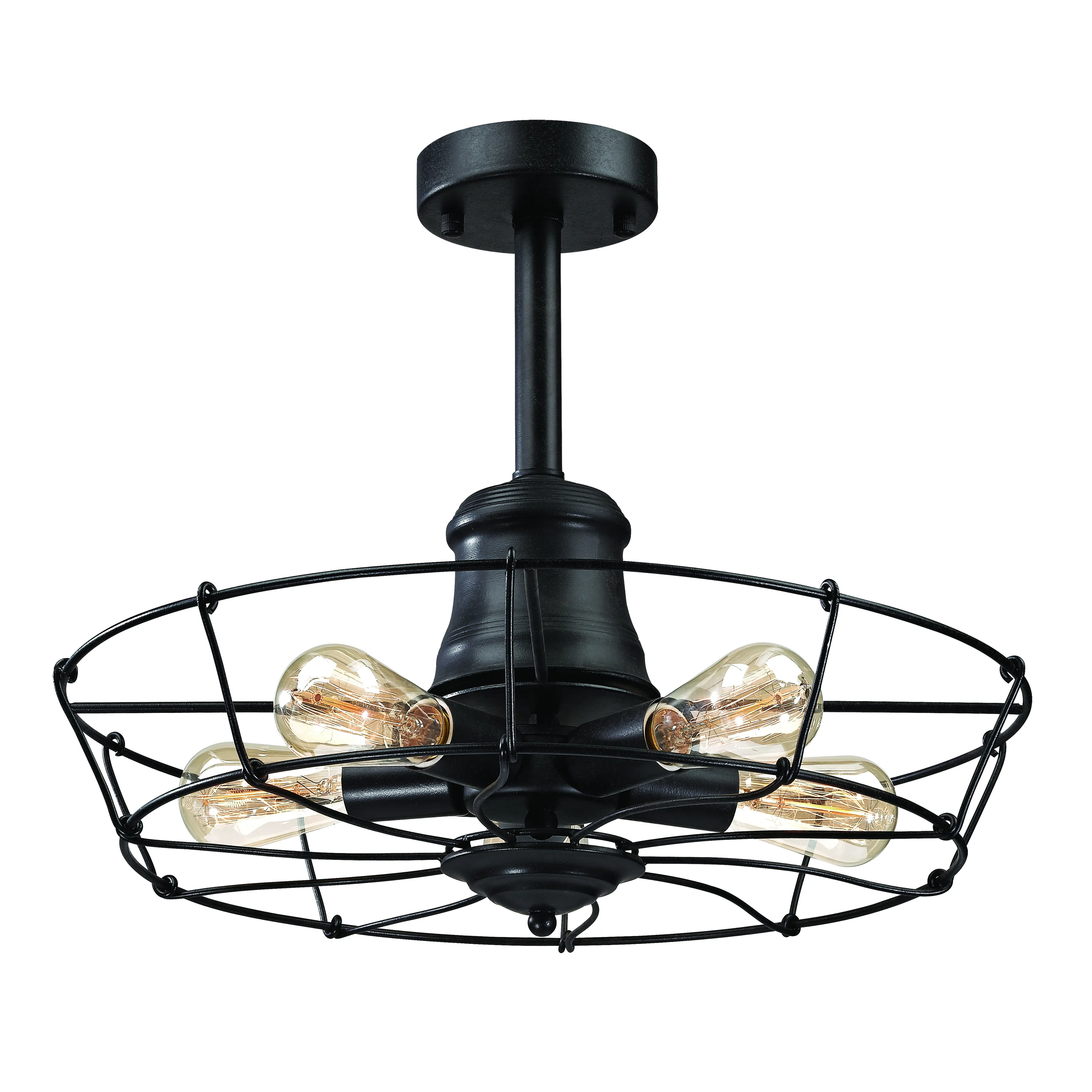 Glendora 20" Wide 5-Light Semi Flush Mount - Wrought Iron Black