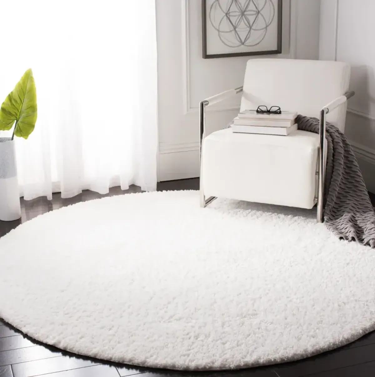 AUGUST SHAG 900 WHITE 10' x 10' Round Round Rug