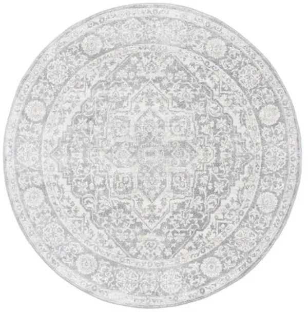 Brentwood 832 Light Grey / Ivory 5' X 5' Round Round Powerloomed Rug
