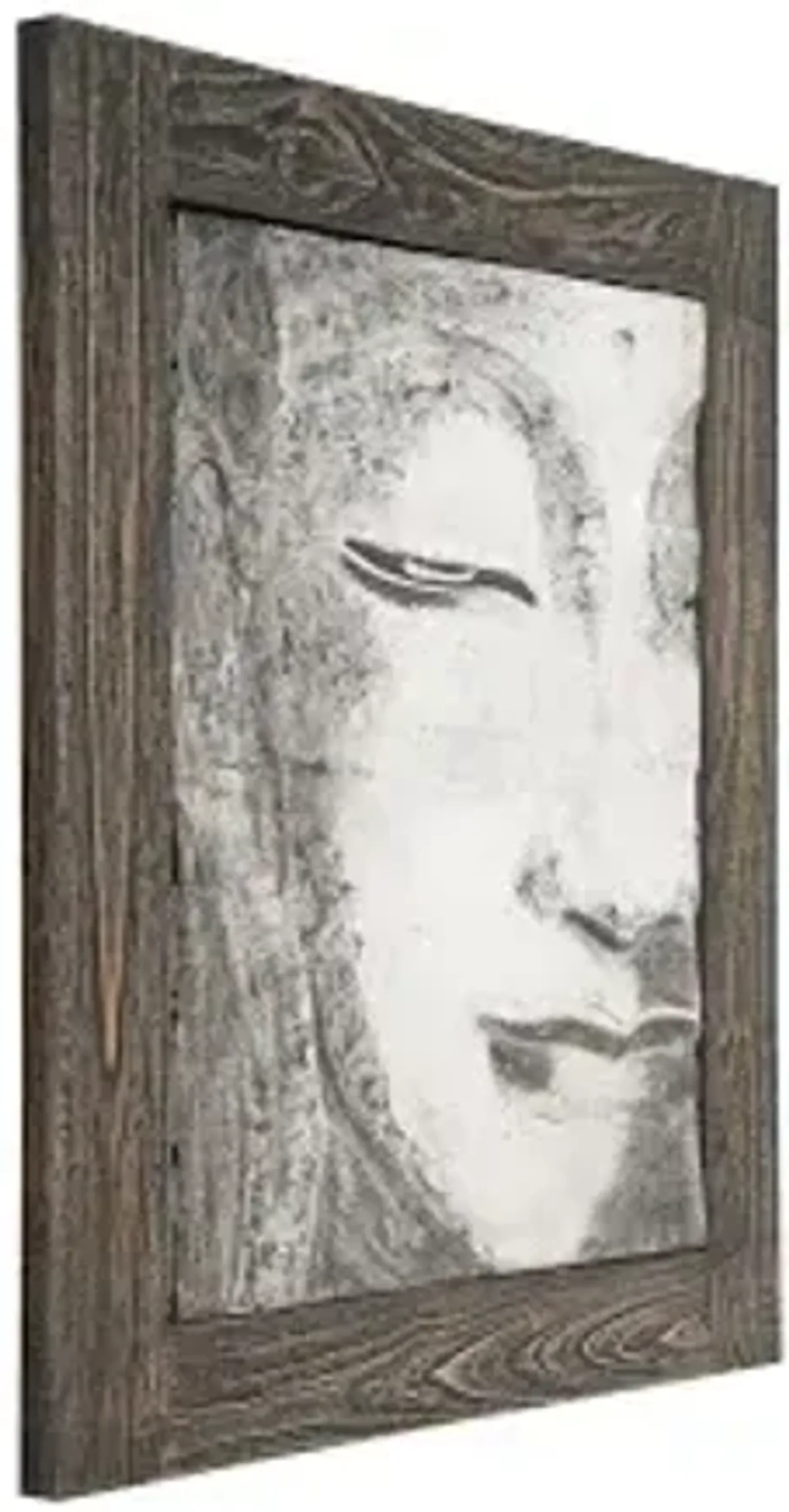 antique concrete buddha relief wall art, looking straight