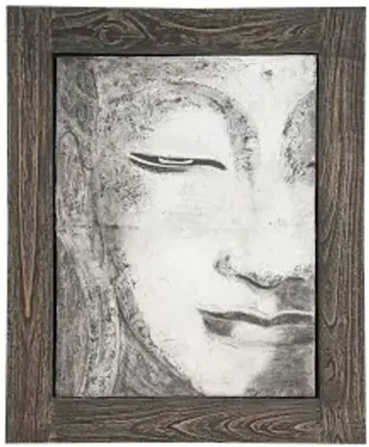 antique concrete buddha relief wall art, looking straight