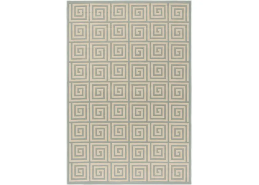 LINDEN 129 Collection LND129L-5 Cream / Aqua 5'-3" X 7'-6"