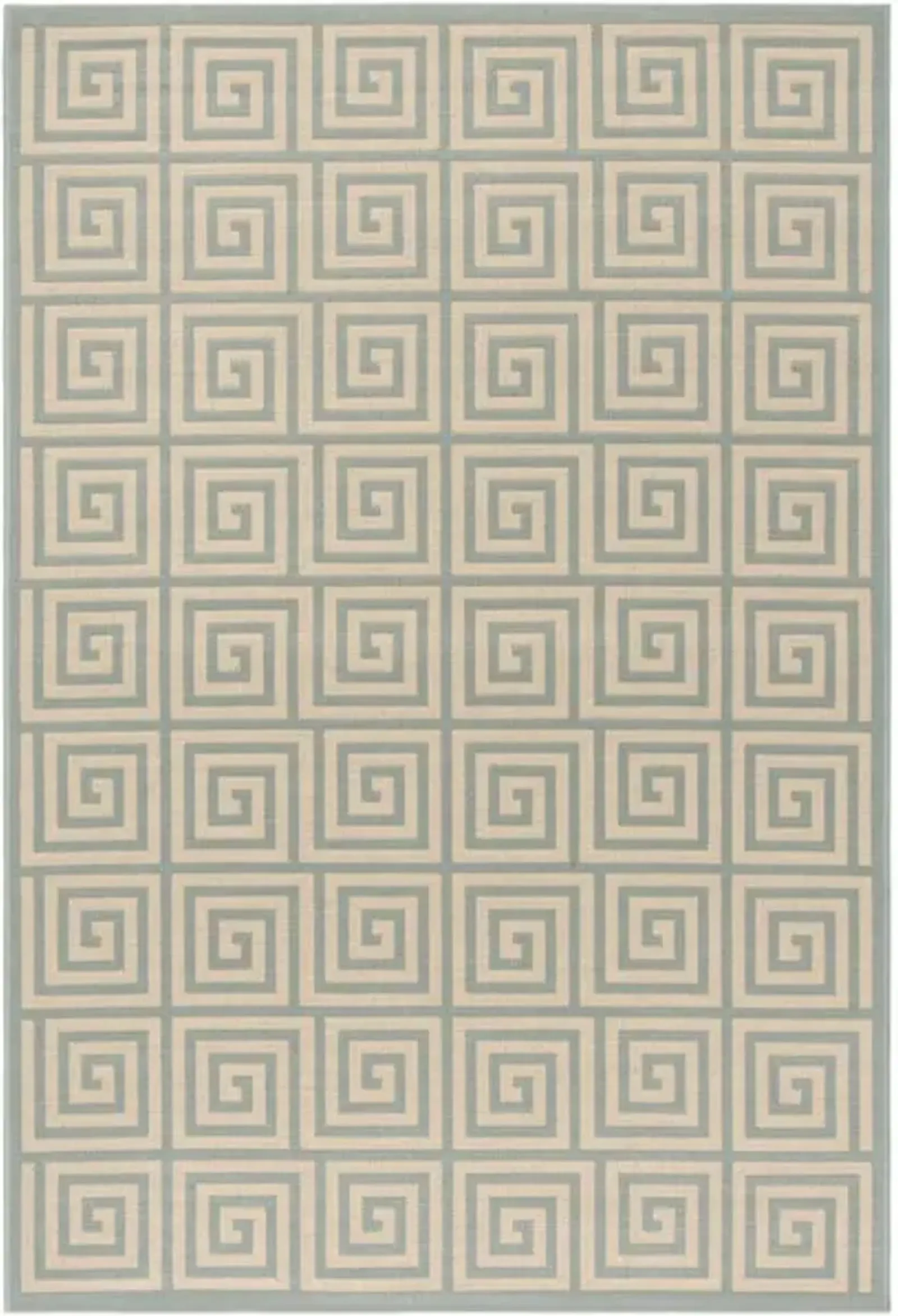 LINDEN 129 Collection LND129L-5 Cream / Aqua 5'-3" X 7'-6"