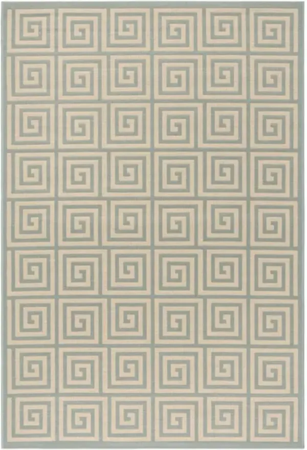 LINDEN 129 Collection LND129L-5 Cream / Aqua 5'-3" X 7'-6"