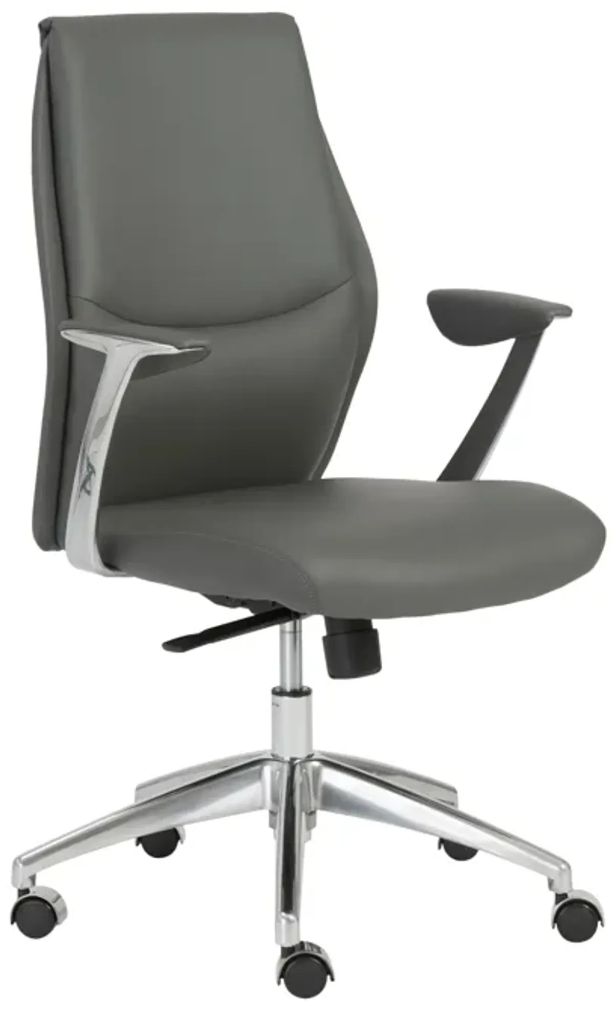 Crosby Low Back Office Chair in Gray with Polished Aluminum Base