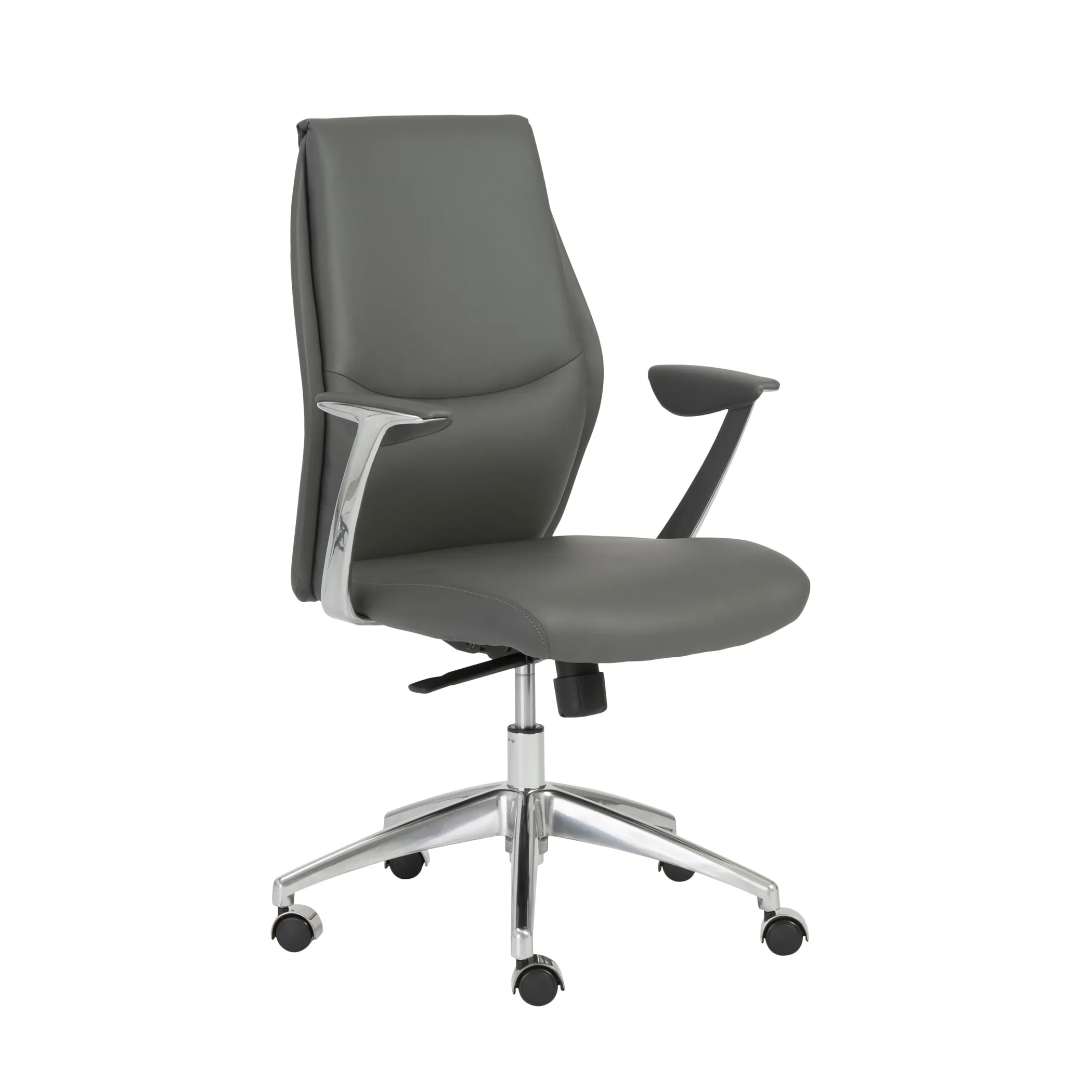 Crosby Low Back Office Chair in Gray with Polished Aluminum Base