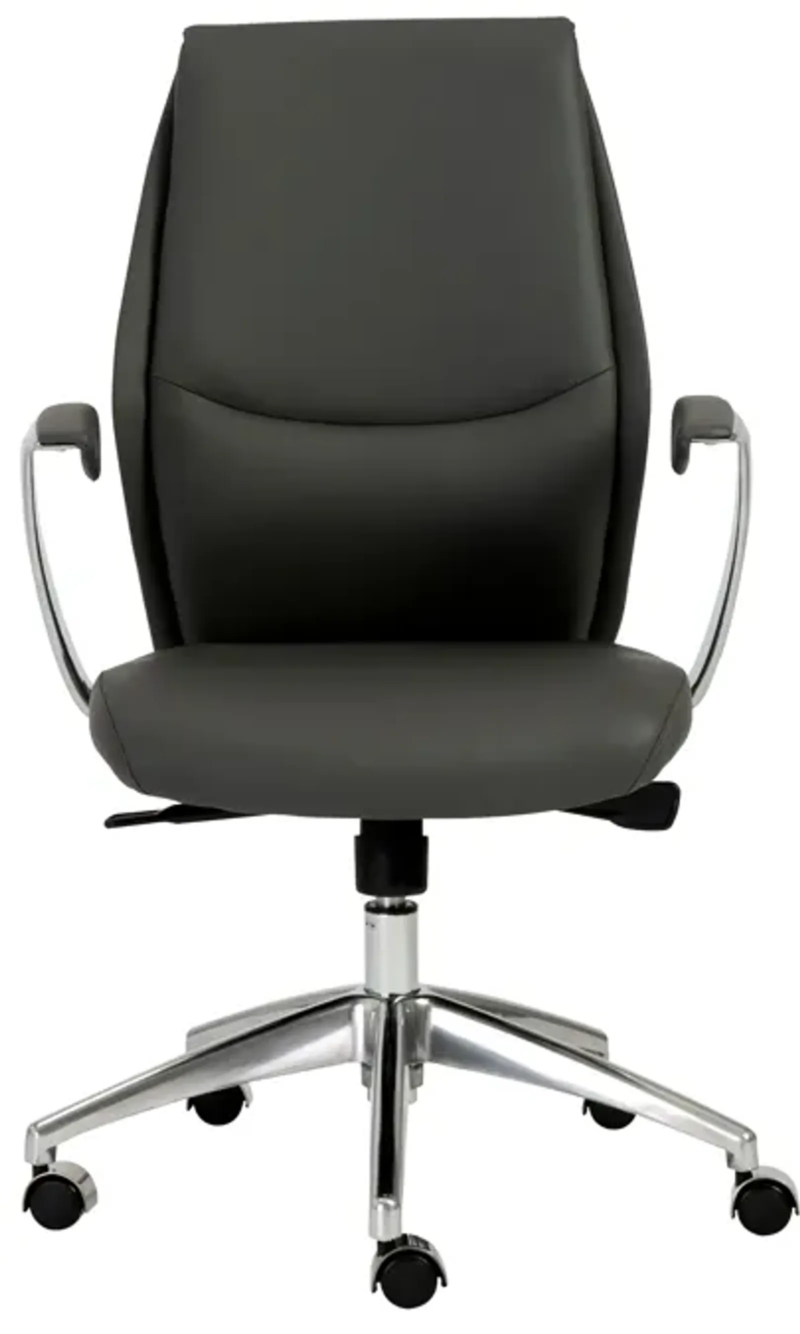 Crosby Low Back Office Chair in Gray with Polished Aluminum Base