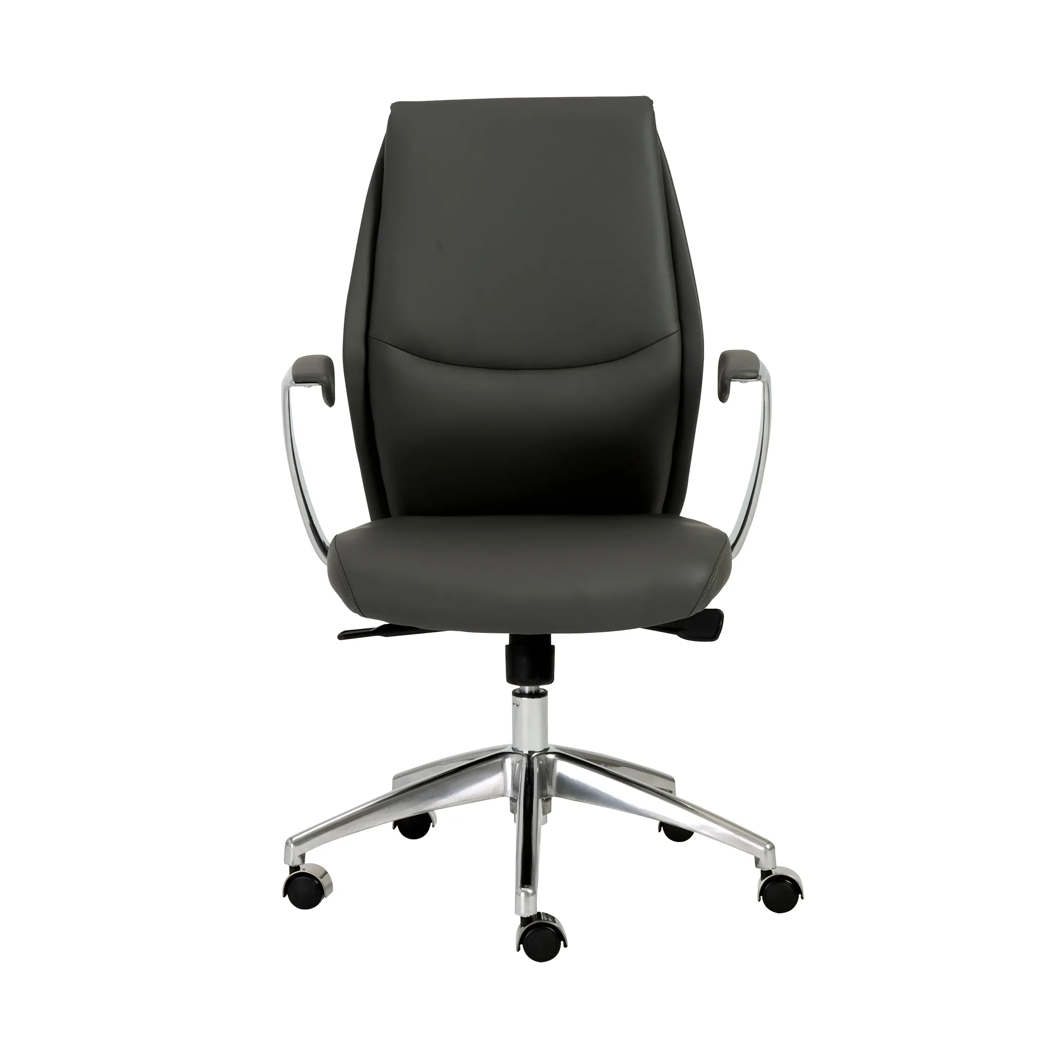 Crosby Low Back Office Chair in Gray with Polished Aluminum Base