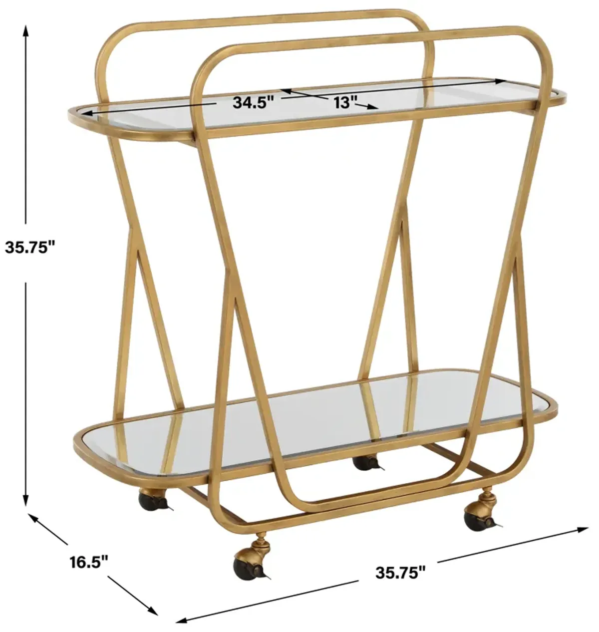 Swain Brass Serving Cart