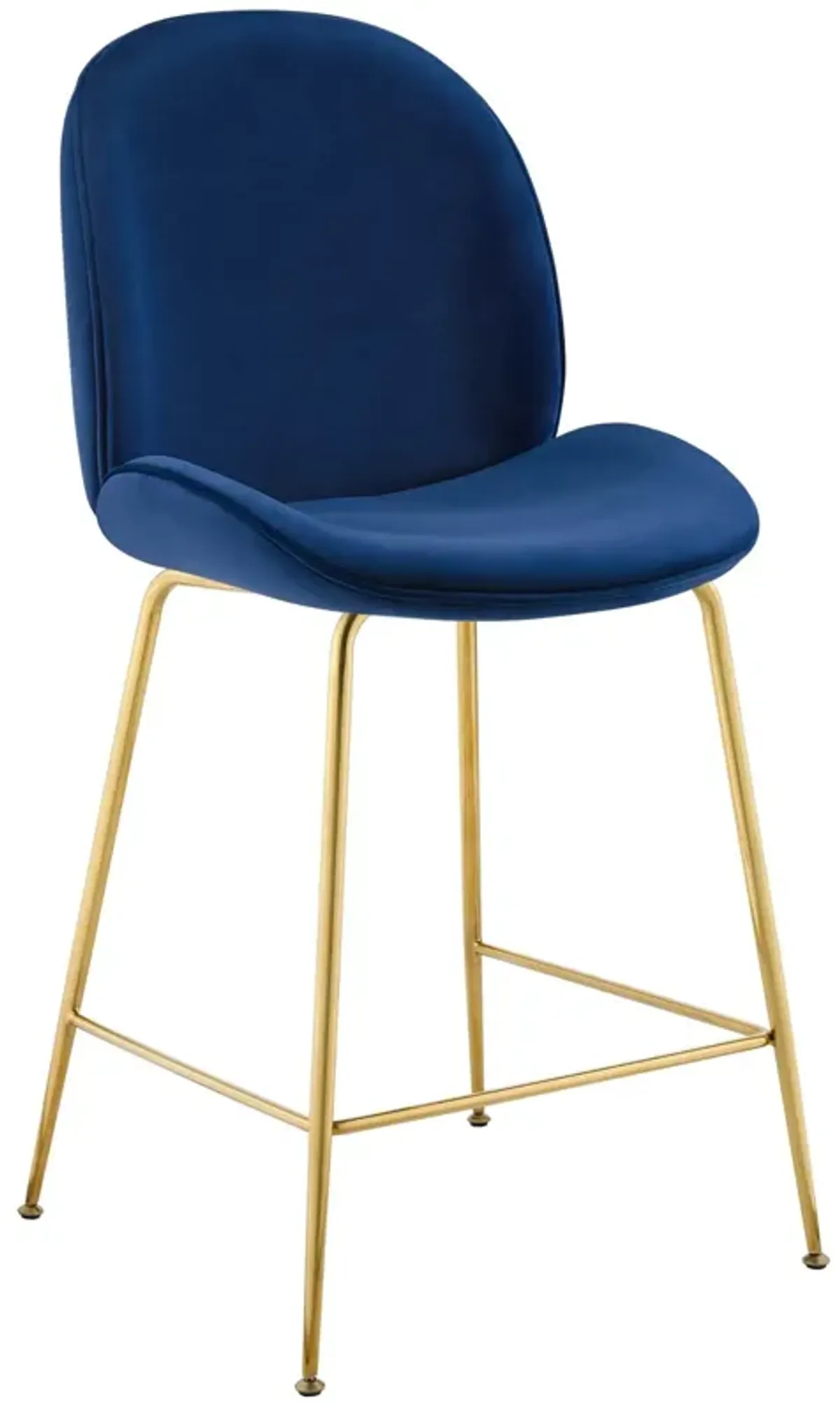 Scoop Gold Stainless Steel Leg Performance Velvet Counter Stool