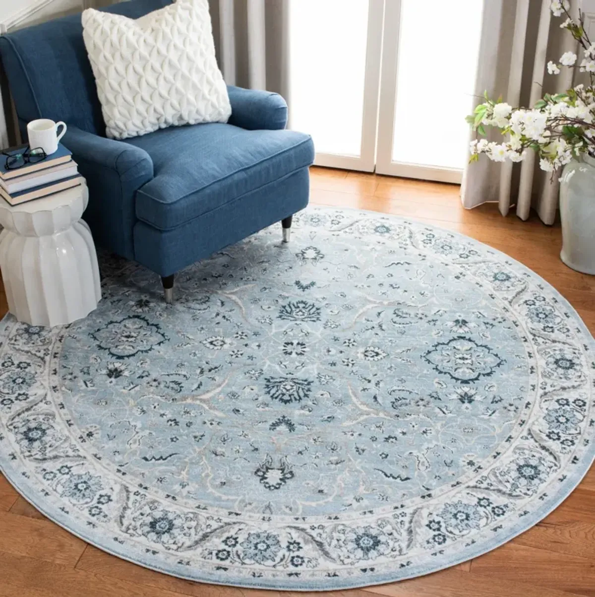 ISABELLA 912 LIGHT BLUE  4' x 4' Round Round Rug