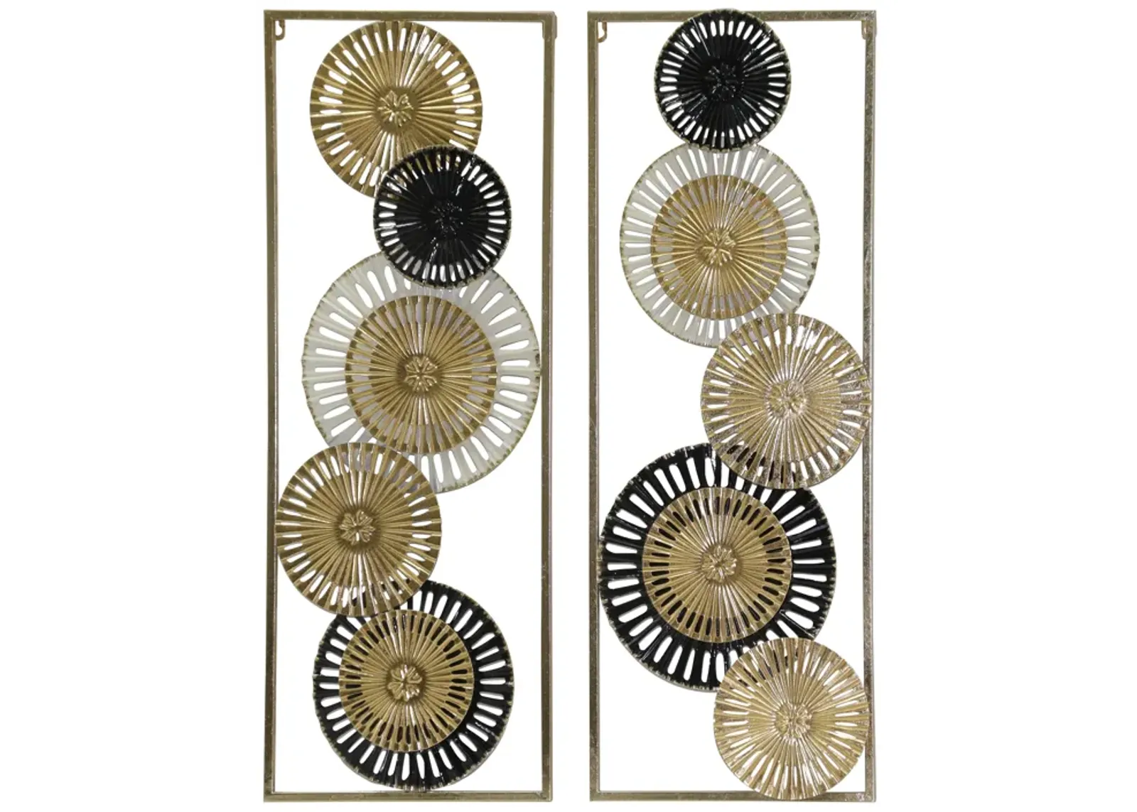 S/2 32" Pierced Disc Metal Wall Panels, Gold Multi