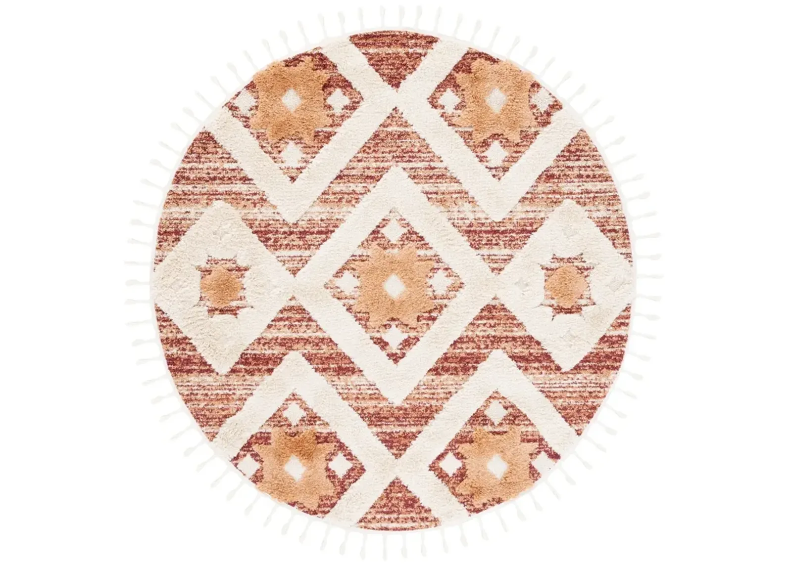 MOROCCAN TASSEL SHAG 664 RUST  5'-3' x 5'-3' Round Round Rug