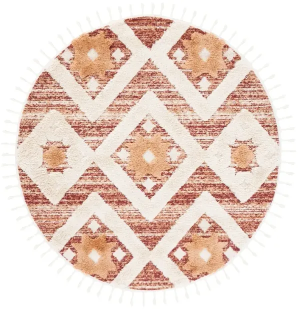 MOROCCAN TASSEL SHAG 664 RUST  5'-3' x 5'-3' Round Round Rug