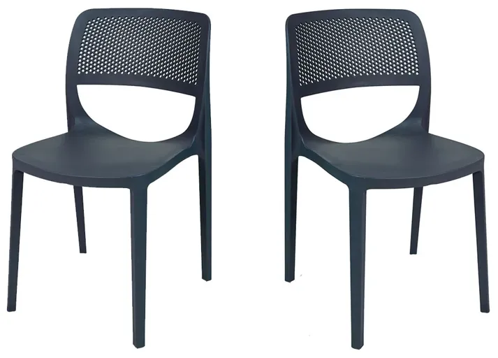 Mila Set of 4 Stackable Side Chair-Anthracite