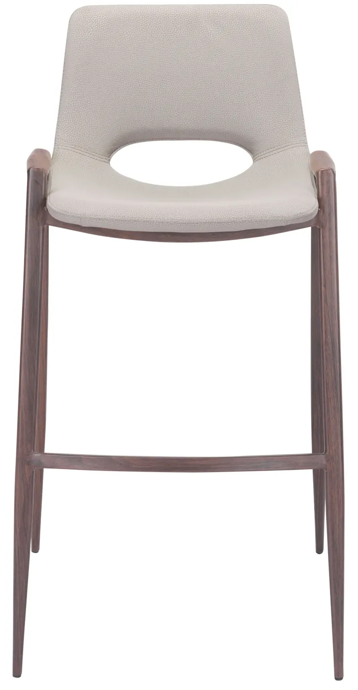 Desi Barstool (Set of 2) Beige & Walnut