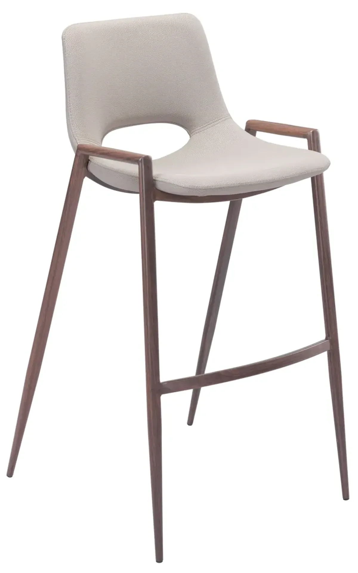 Desi Barstool (Set of 2) Beige & Walnut