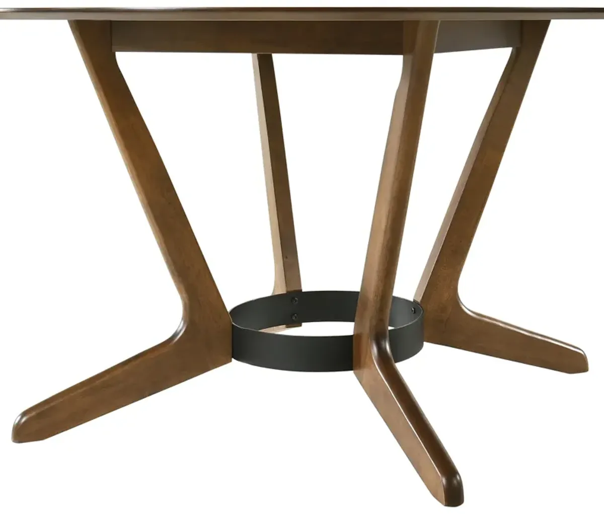 Santana 5 Piece Round Walnut Wood Dining Table Set with Orange Fabric