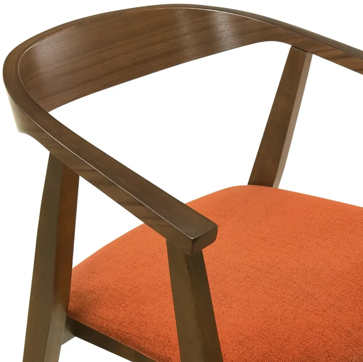 Santana 5 Piece Round Walnut Wood Dining Table Set with Orange Fabric