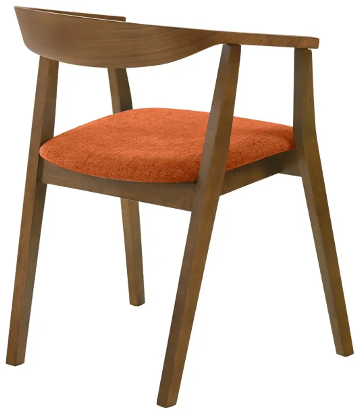 Santana 5 Piece Round Walnut Wood Dining Table Set with Orange Fabric