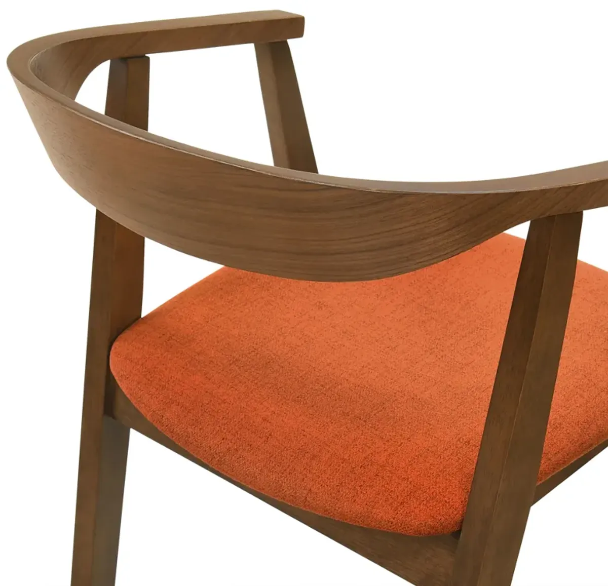 Santana 5 Piece Round Walnut Wood Dining Table Set with Orange Fabric