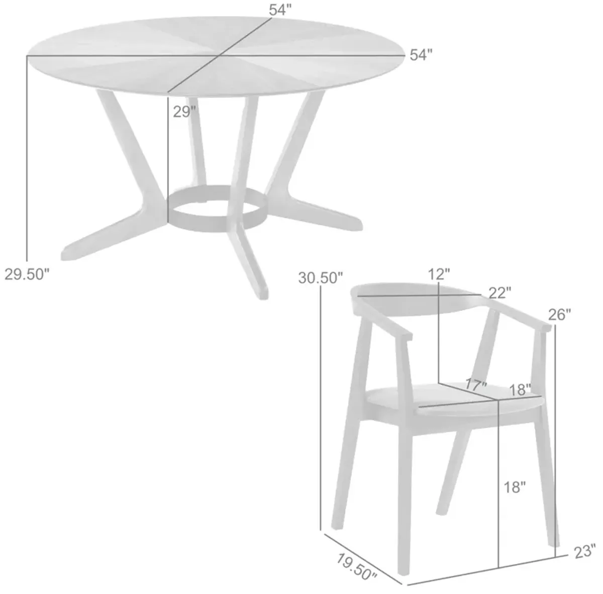 Santana 5 Piece Round Walnut Wood Dining Table Set with Orange Fabric