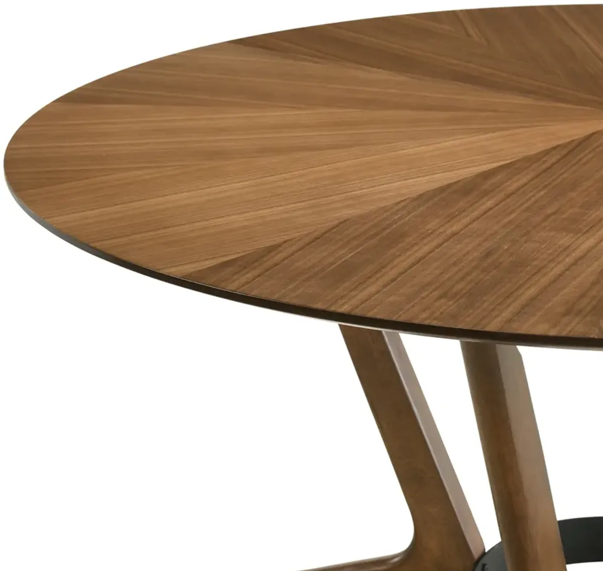 Santana 5 Piece Round Walnut Wood Dining Table Set with Orange Fabric