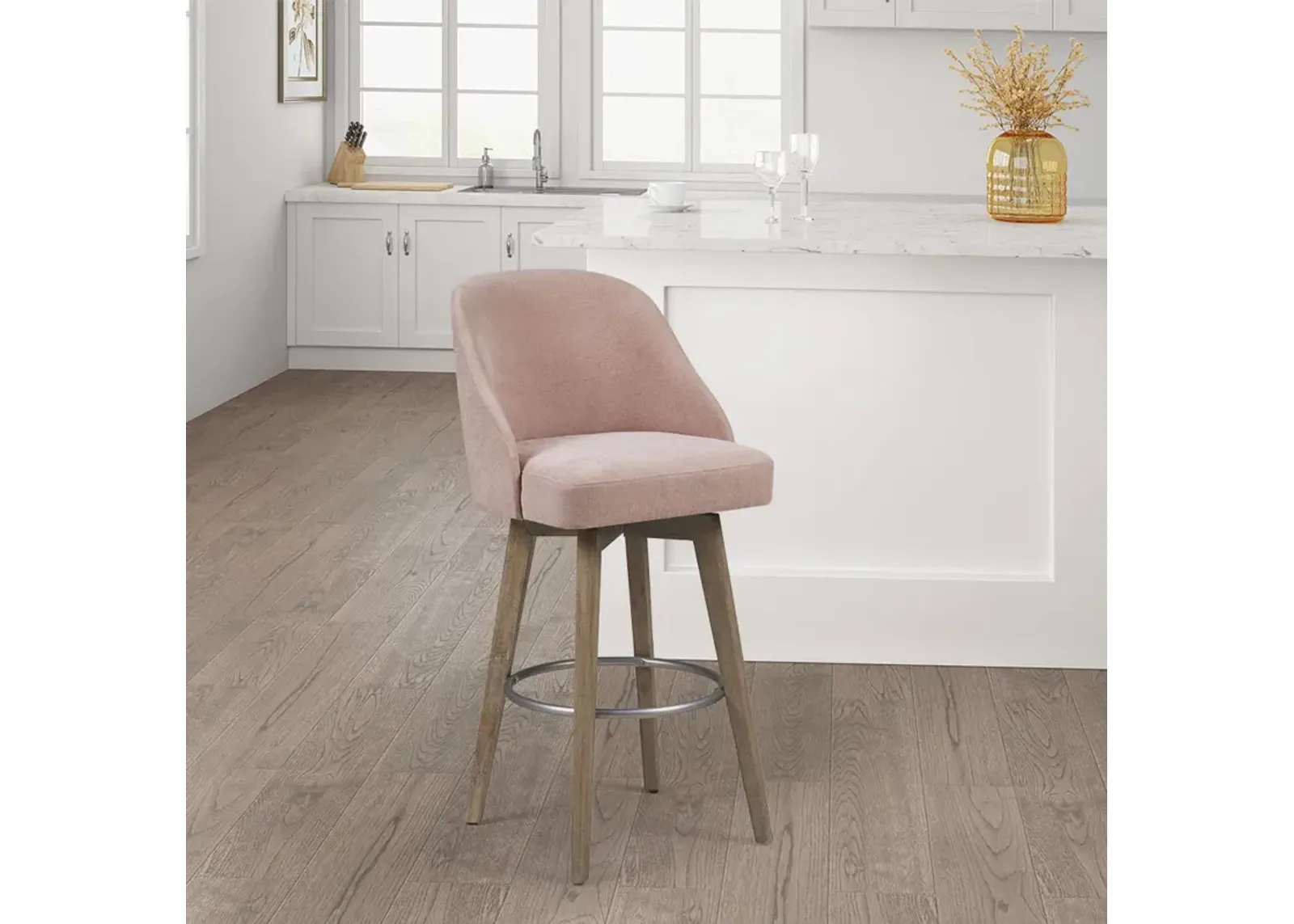 Madison Park Pearce Pink Bar Stool with Swivel Seat