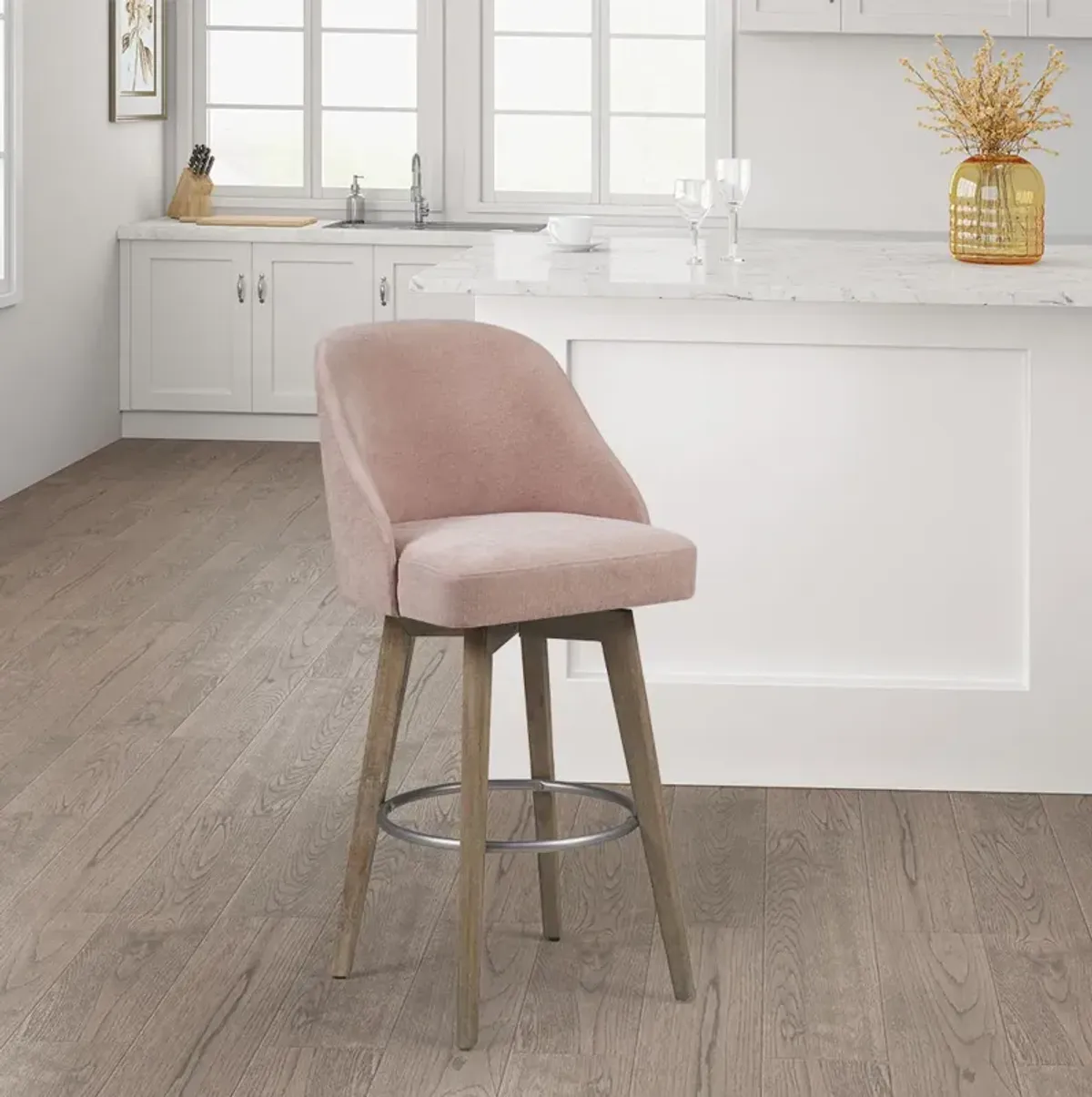 Madison Park Pearce Pink Bar Stool with Swivel Seat